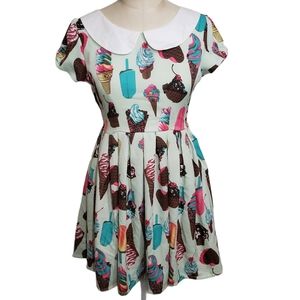 Peter Pan Collar Cute Pastel Ice Cream Print Dress